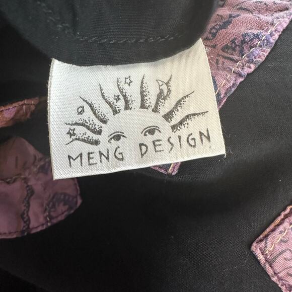 Meng Design Patchwork Crop Jacket Womens S Black/Pink Vintage 90s Boho Artsy LS - Picture 5 of 6